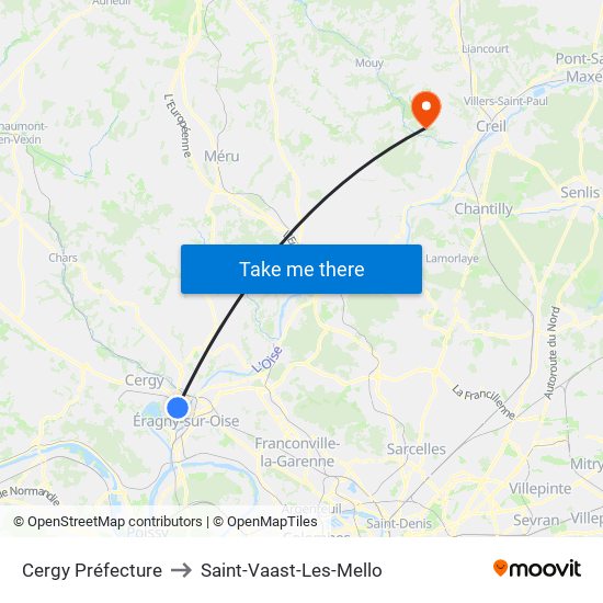 Cergy Préfecture to Saint-Vaast-Les-Mello map