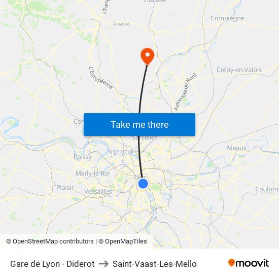 Gare de Lyon - Diderot to Saint-Vaast-Les-Mello map