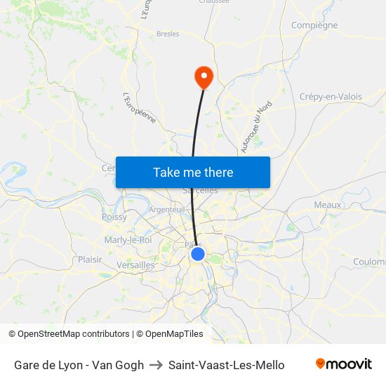 Gare de Lyon - Van Gogh to Saint-Vaast-Les-Mello map
