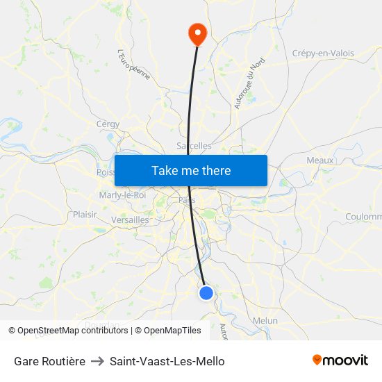 Gare Routière to Saint-Vaast-Les-Mello map