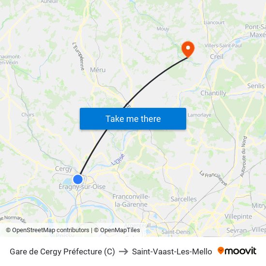 Gare de Cergy Préfecture (C) to Saint-Vaast-Les-Mello map