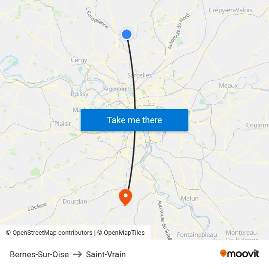 Bernes-Sur-Oise to Saint-Vrain map