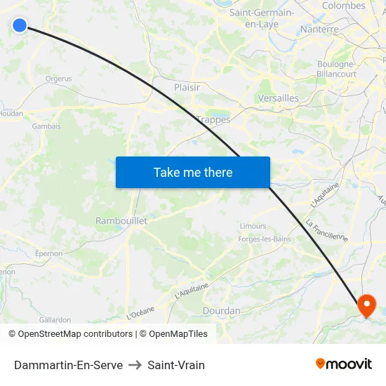 Dammartin-En-Serve to Saint-Vrain map