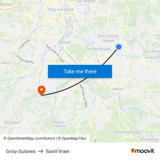 Grisy-Suisnes to Saint-Vrain map
