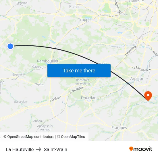 La Hauteville to Saint-Vrain map