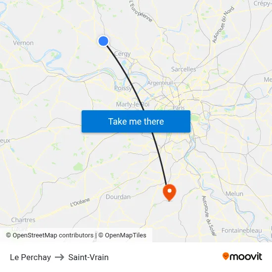 Le Perchay to Saint-Vrain map