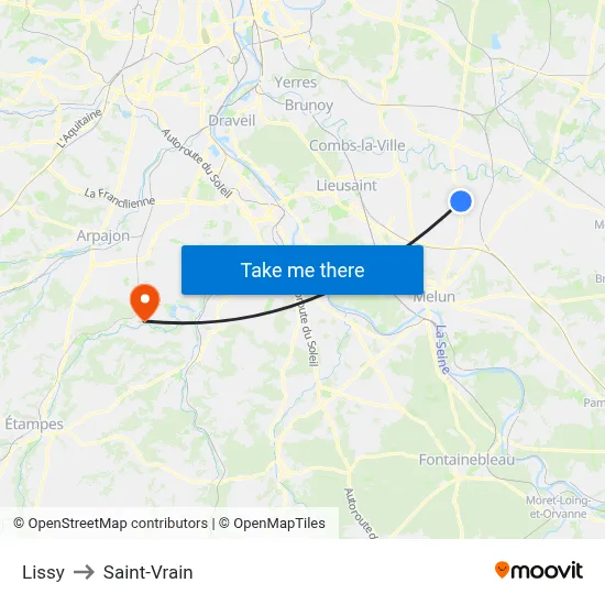 Lissy to Saint-Vrain map