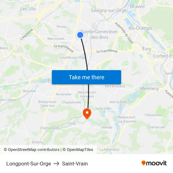 Longpont-Sur-Orge to Saint-Vrain map