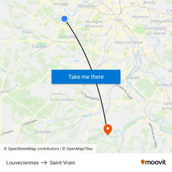 Louveciennes to Saint-Vrain map