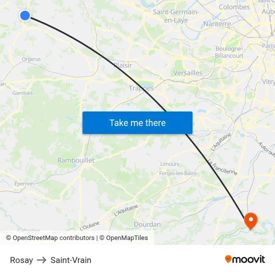 Rosay to Saint-Vrain map