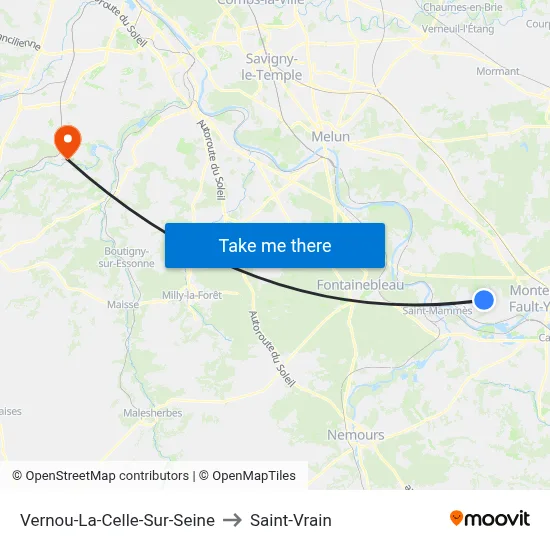 Vernou-La-Celle-Sur-Seine to Saint-Vrain map