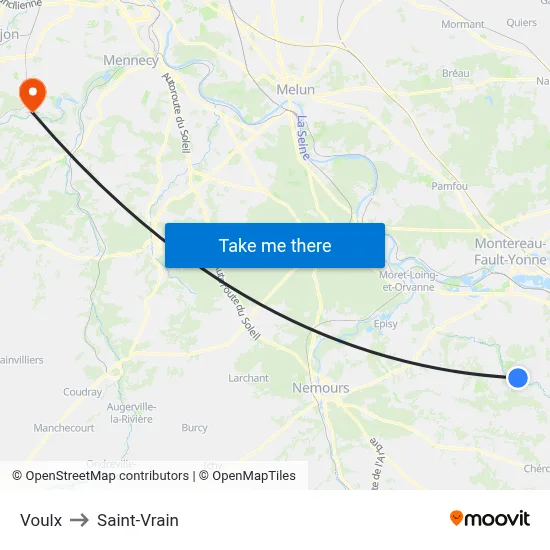 Voulx to Saint-Vrain map