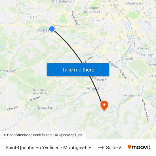 Saint-Quentin En Yvelines - Montigny-Le-Bretonneux to Saint-Vrain map