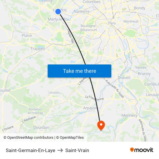 Saint-Germain-En-Laye to Saint-Vrain map