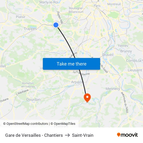 Gare de Versailles - Chantiers to Saint-Vrain map