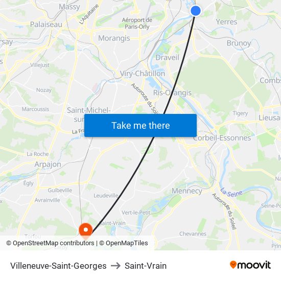 Villeneuve-Saint-Georges to Saint-Vrain map