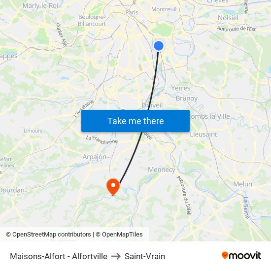 Maisons-Alfort - Alfortville to Saint-Vrain map
