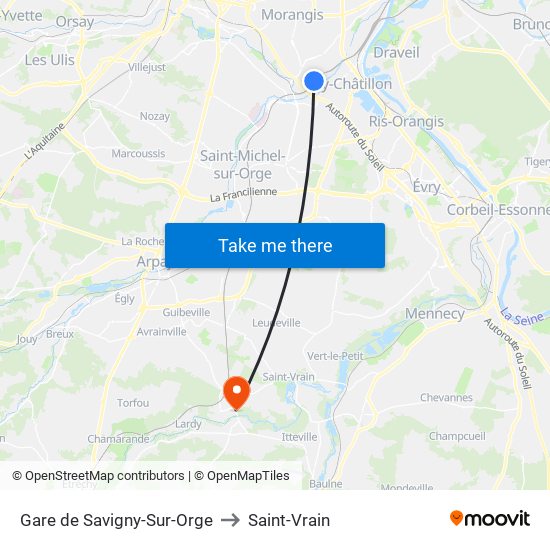 Gare de Savigny-Sur-Orge to Saint-Vrain map