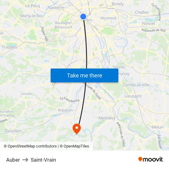 Auber to Saint-Vrain map