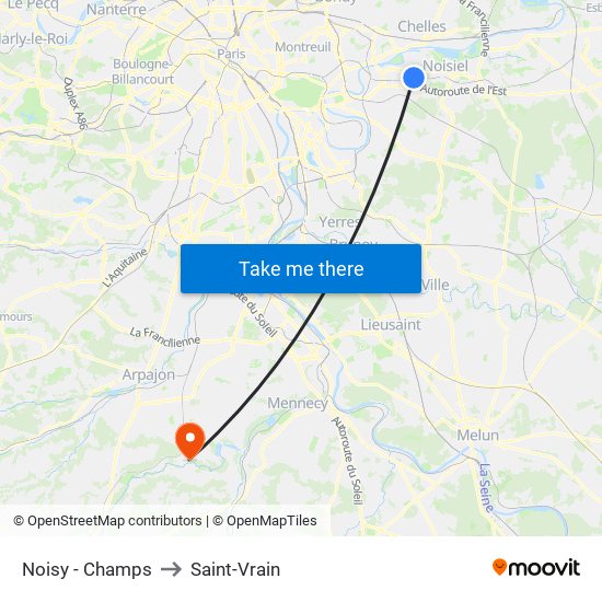 Noisy - Champs to Saint-Vrain map