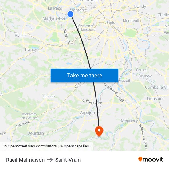 Rueil-Malmaison to Saint-Vrain map