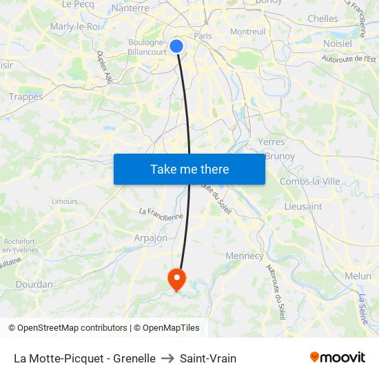 La Motte-Picquet - Grenelle to Saint-Vrain map