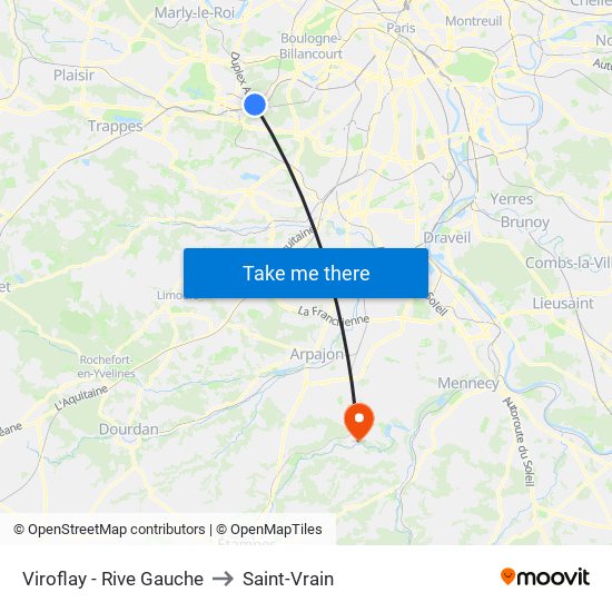 Viroflay - Rive Gauche to Saint-Vrain map