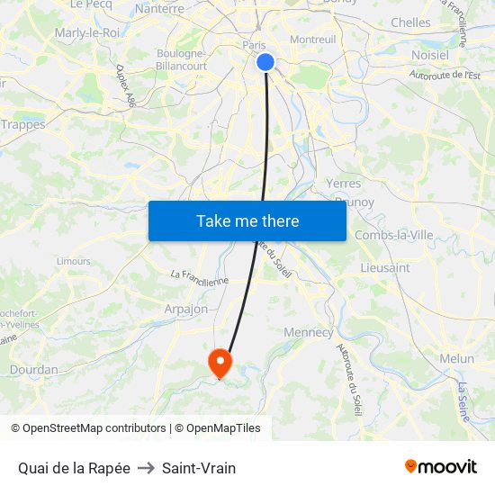 Quai de la Rapée to Saint-Vrain map