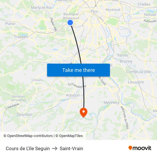 Cours de L'Ile Seguin to Saint-Vrain map