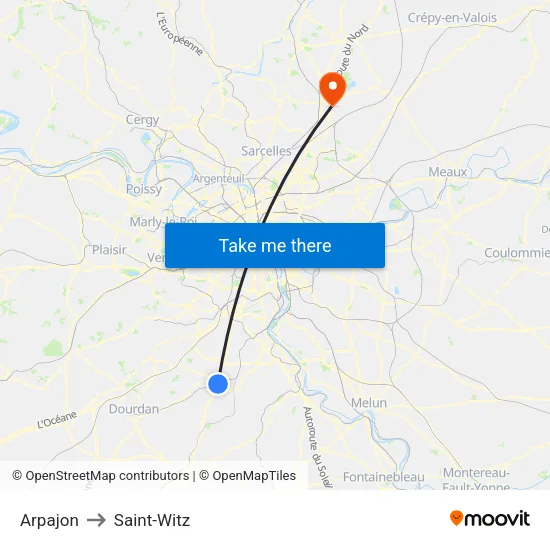 Arpajon to Saint-Witz map