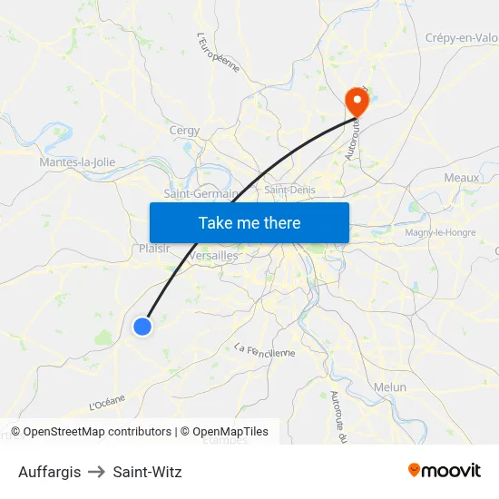 Auffargis to Saint-Witz map