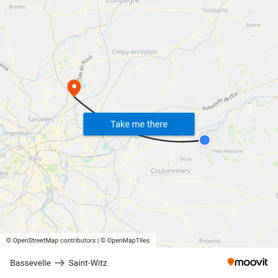 Bassevelle to Saint-Witz map