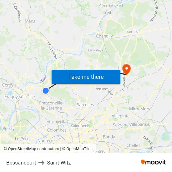 Bessancourt to Saint-Witz map