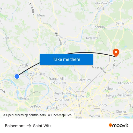 Boisemont to Saint-Witz map
