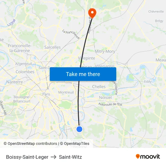 Boissy-Saint-Leger to Saint-Witz map