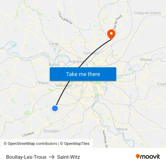Boullay-Les-Troux to Saint-Witz map