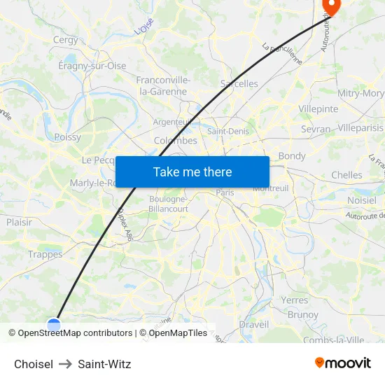 Choisel to Saint-Witz map