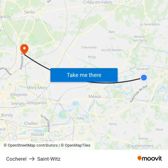 Cocherel to Saint-Witz map