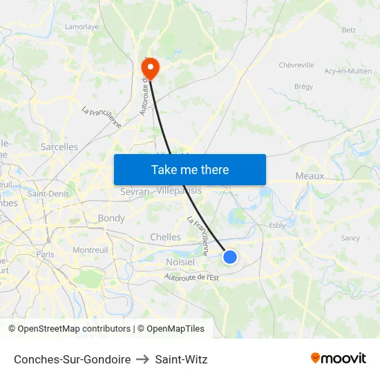 Conches-Sur-Gondoire to Saint-Witz map