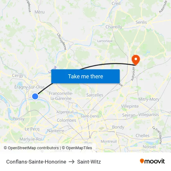 Conflans-Sainte-Honorine to Saint-Witz map