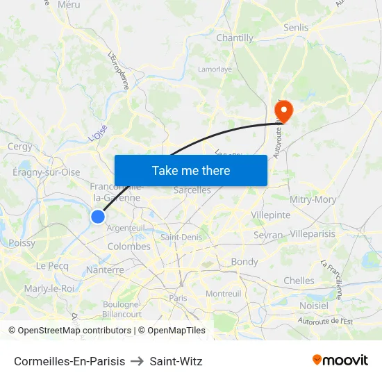 Cormeilles-En-Parisis to Saint-Witz map