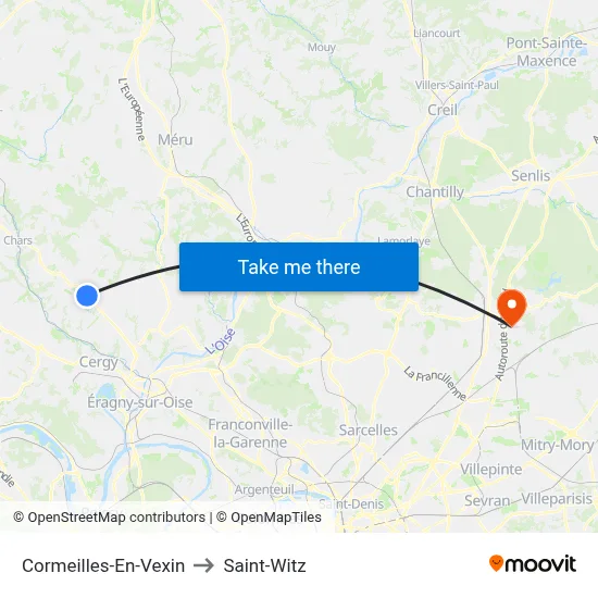 Cormeilles-En-Vexin to Saint-Witz map