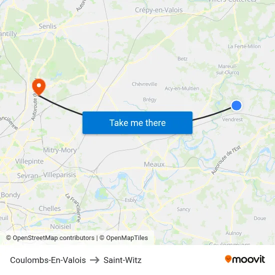 Coulombs-En-Valois to Saint-Witz map