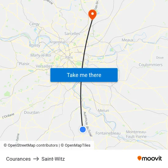 Courances to Saint-Witz map