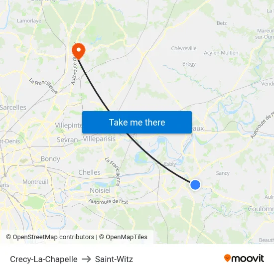 Crecy-La-Chapelle to Saint-Witz map
