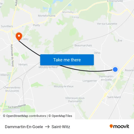 Dammartin-En-Goele to Saint-Witz map
