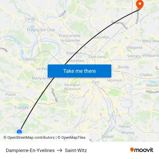 Dampierre-En-Yvelines to Saint-Witz map