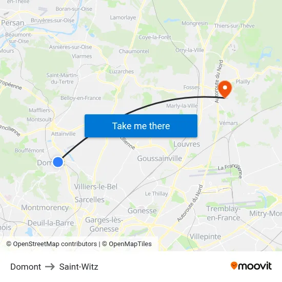 Domont to Saint-Witz map