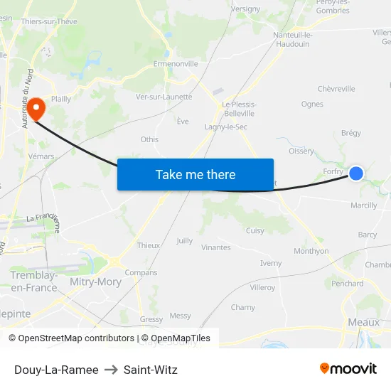 Douy-La-Ramee to Saint-Witz map