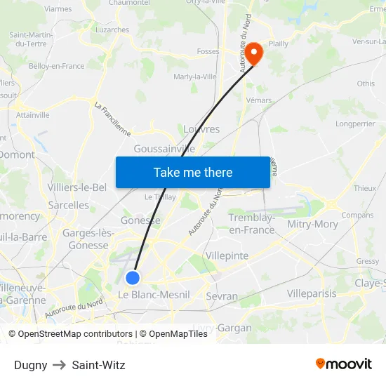 Dugny to Saint-Witz map